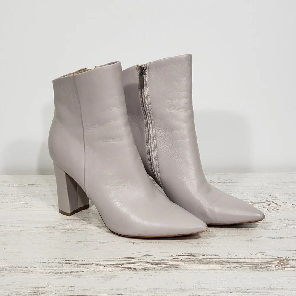 Marc Fisher  Taupe Grey  Leather Bootie  3.5